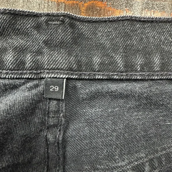 Goldsign‎ High Rise Straight Button Fly Jeans Tag 29" True 32" Black Orig $375 - Picture 11 of 15
